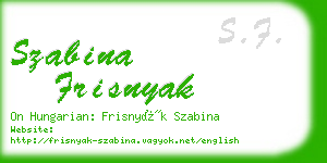 szabina frisnyak business card